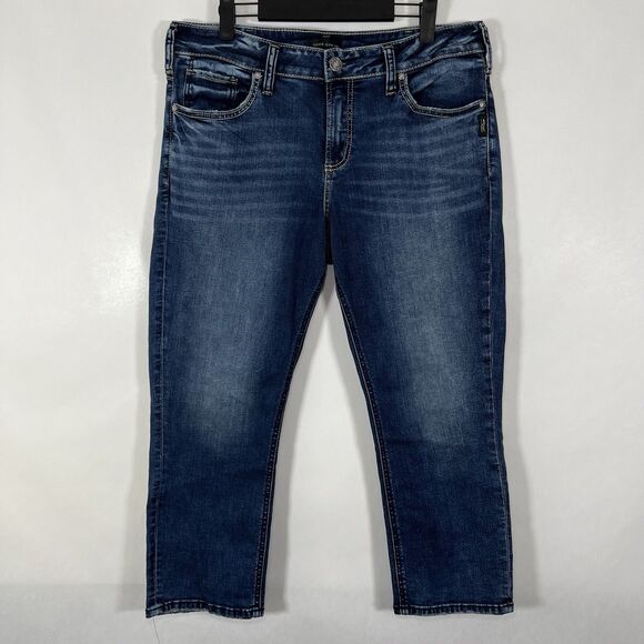 Silver Jeans Elyse Capri Womens Size 32x23.5 (34x24 Meausured) Medium Wash - Picture 1 of 15
